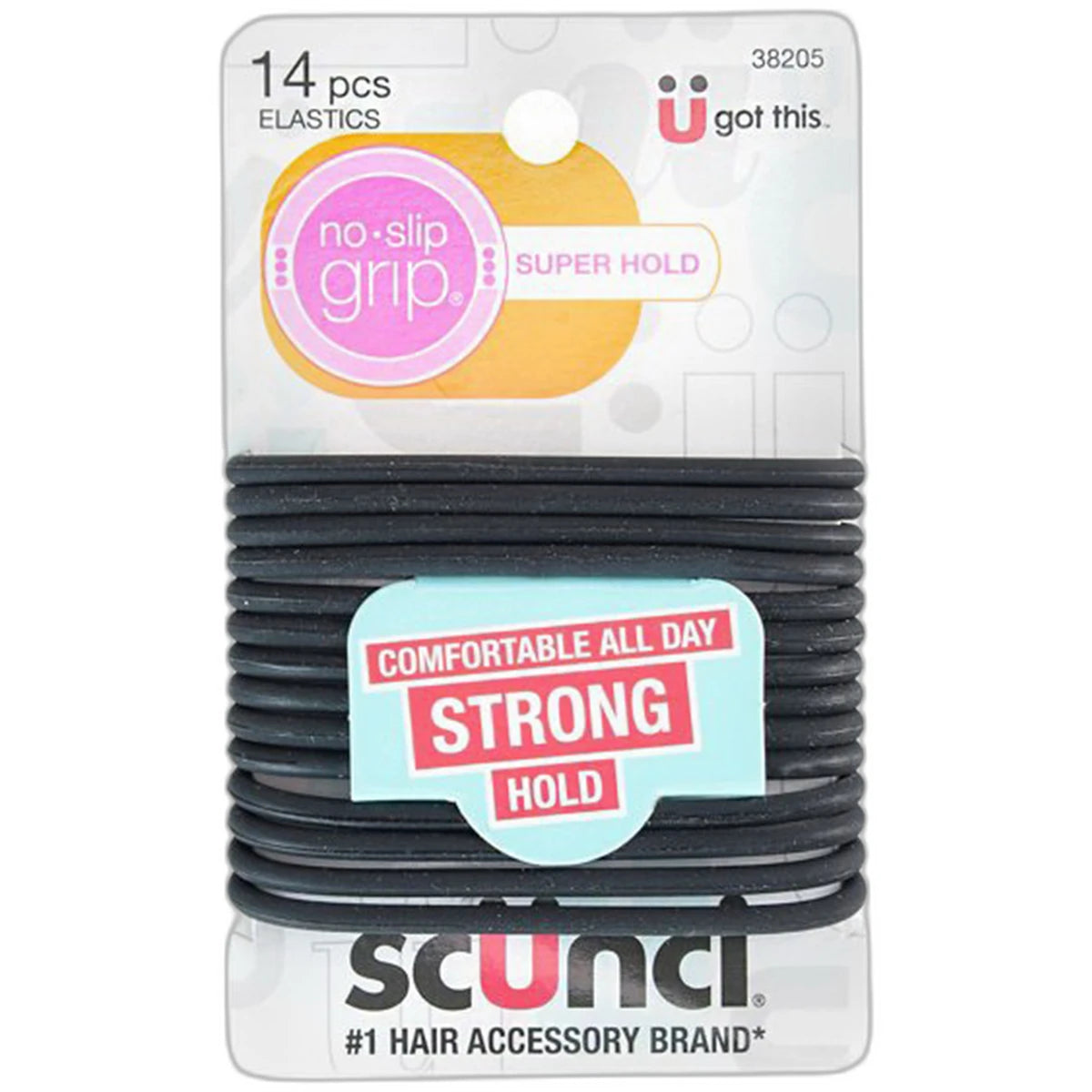 Scunci No-Slip Grip The Evolution Hair Ties Black 0.96Oz (Pack of 48)