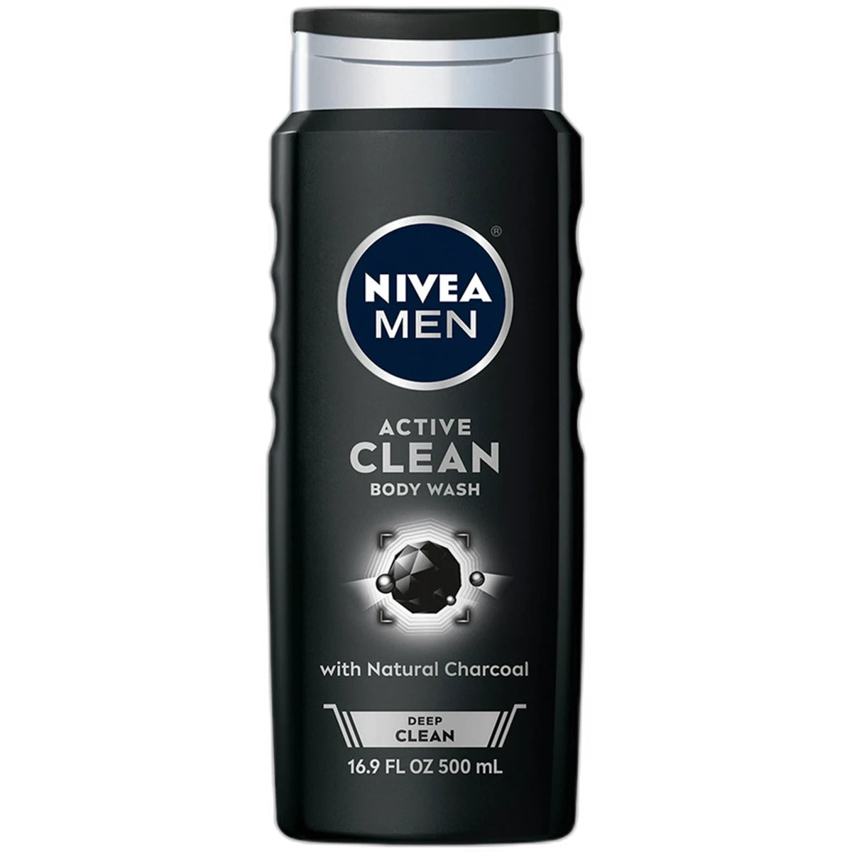 Nivea Men Deep Cleansing Charcoal Body Wash Active Clean 16.9Oz (Pack of 12)