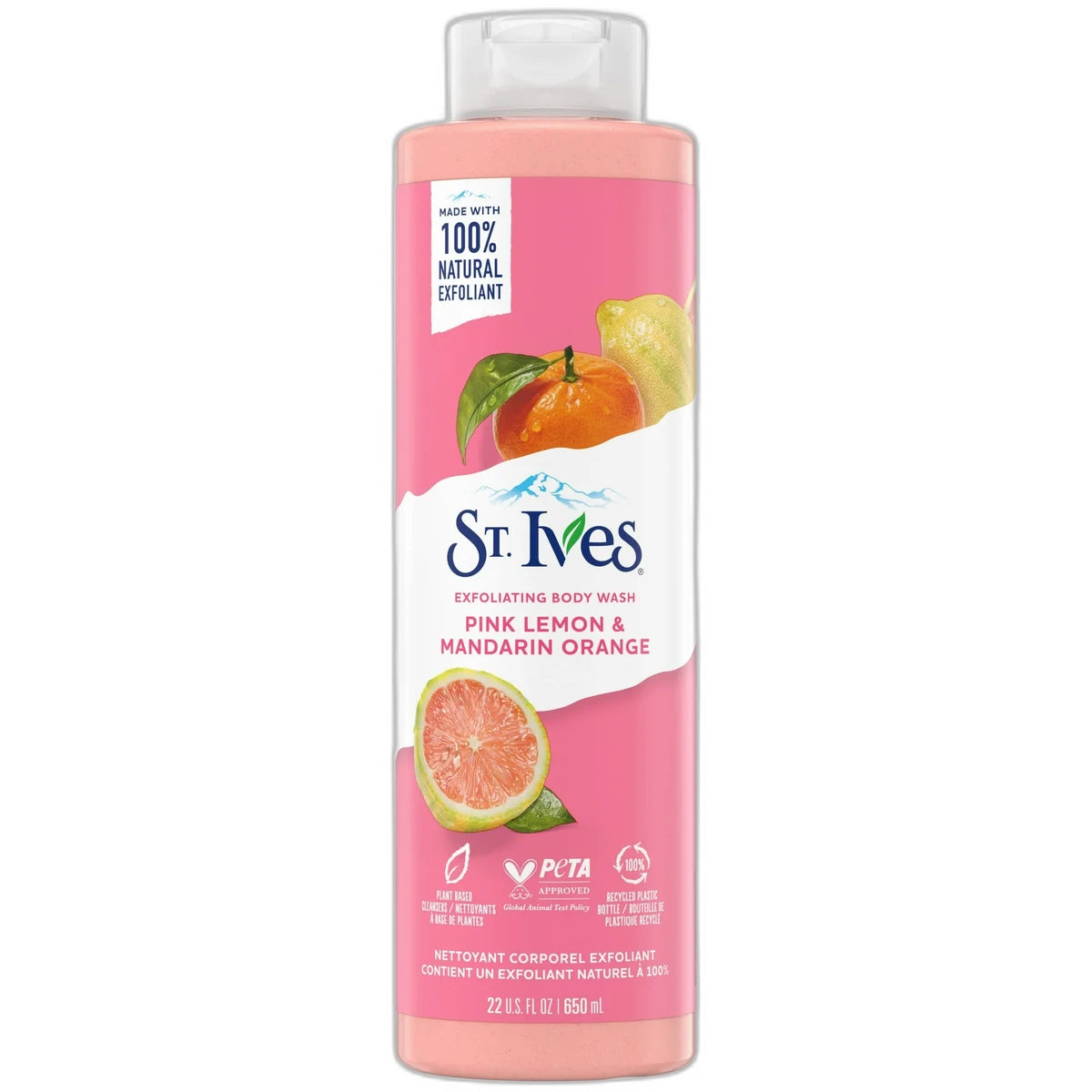 St. Ives Natural Body Wash Soap Pink Lemon And Mandarin Orange 22Oz (Pack of 4)
