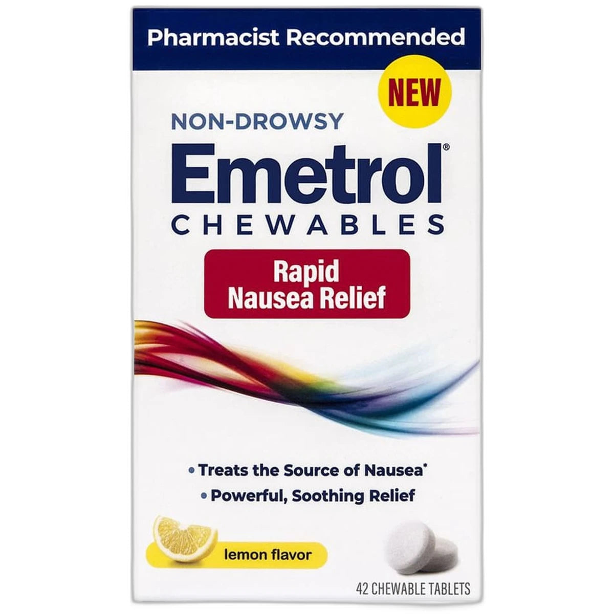 Emetrol Rapid Nausea Relief Chewable Tablets Lemon 4.2oz (Pack of 24)