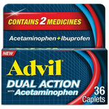 Advil Dual Action with Acetaminophen combination of 250mg Ibuprofen and 500mg Acetaminophen Coated Caplets 1.83oz (Pack of 36)