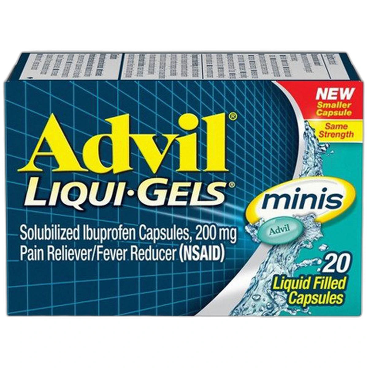 Advil Liquid Gels Minis Pain Reliever And Fever Reducer Liquid Filled Capsules 0.83oz (Pack of 72)