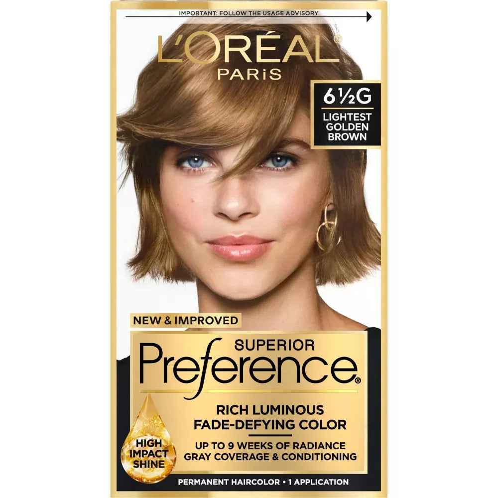 L'Oreal Paris Superior Preference Permanent Hair Color 6.5G Lightest Golden Brown 8Oz (Pack Of 12)