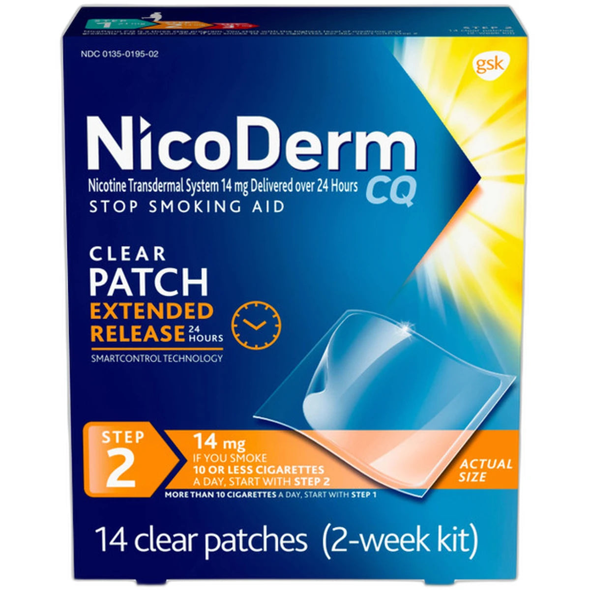 Nicoderm CQ Clear Nicotine Patch 14 Mg Stop Smoking Aid 1.76Oz (Pack of 12)