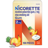Nicorette 2mg Gum Stop Smoking Aid Fruit Chill 4Oz(Pack of 12)