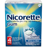 Nicorette Nicotine Stop Smoking Aid Gum 4 Mg White Ice Mint 5.29Oz (Pack of 12)
