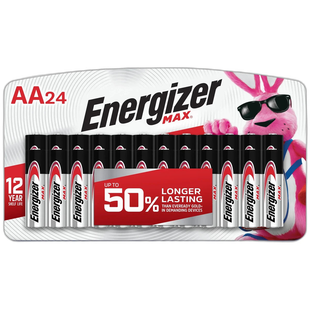 Energizer Max Alkaline 50% Long Lasting AA Battery 10Oz (Pack of 12)