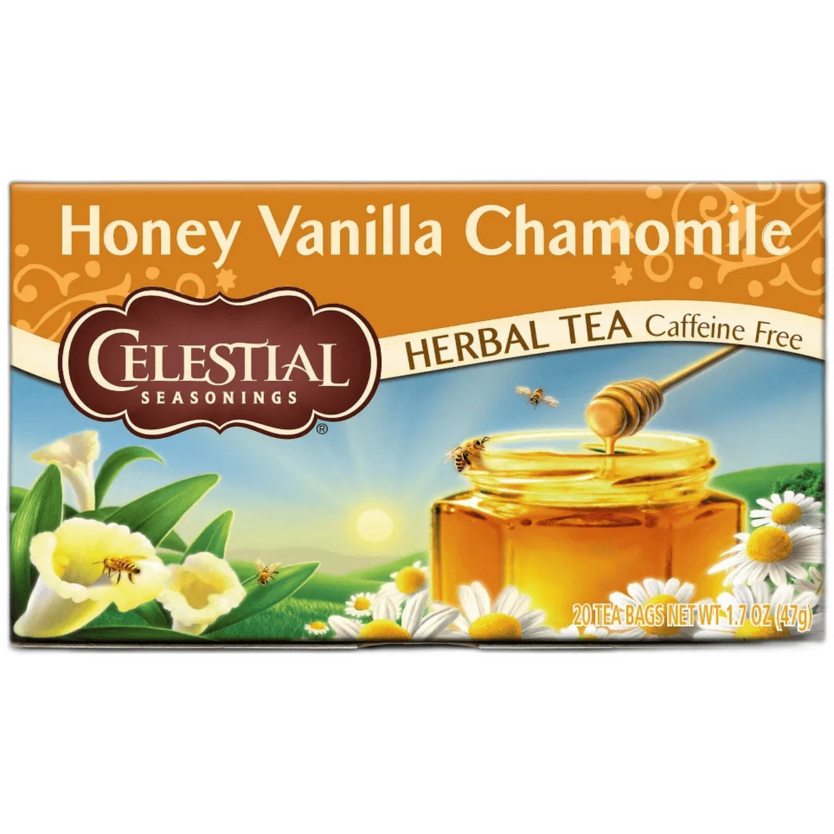Celestial Seasonings Herb Tea Honey Vanilla Chamomile 20 Tea Bags 1.7Oz (Pack Of 6)
