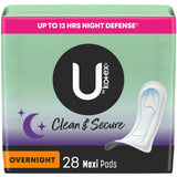 U by Kotex Clean & Secure Overnight Maxi Pads 28 Count 17.28oz (Pack of 4)