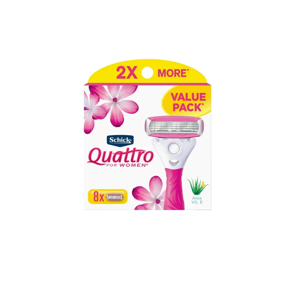 Schick Quattro Women's Razor 8 Count Refill 1.76oz (Pack of 72)