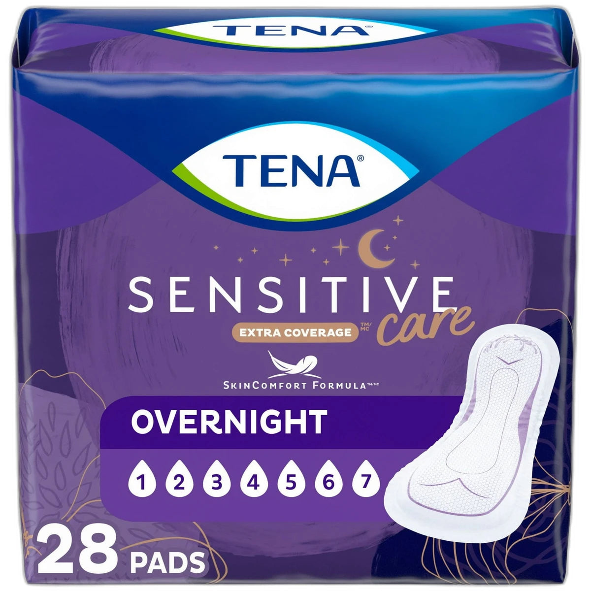 Tena Incontinence Overnight Absorbency Pads For Woman Long 48Oz (Pack of 3)