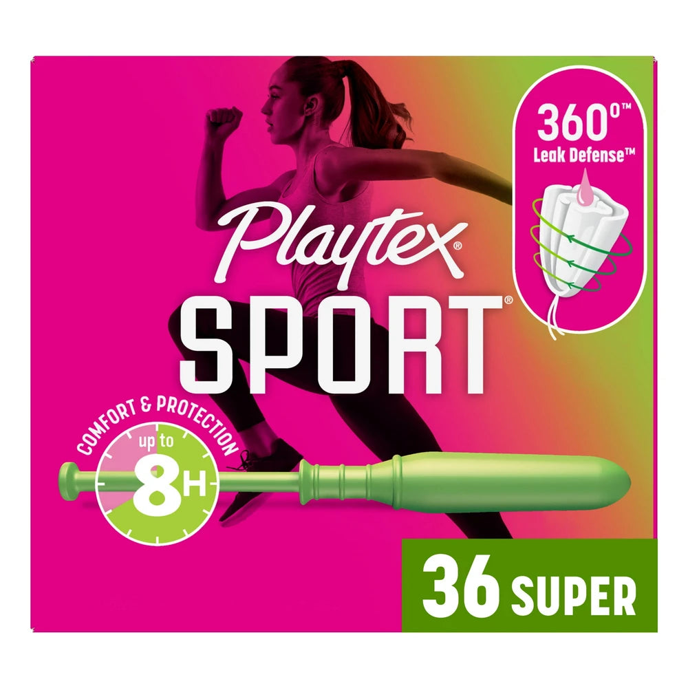 Playtex Sport Plastic Tampons Unscented Super Absorbency - 36ct (Pack of 12)