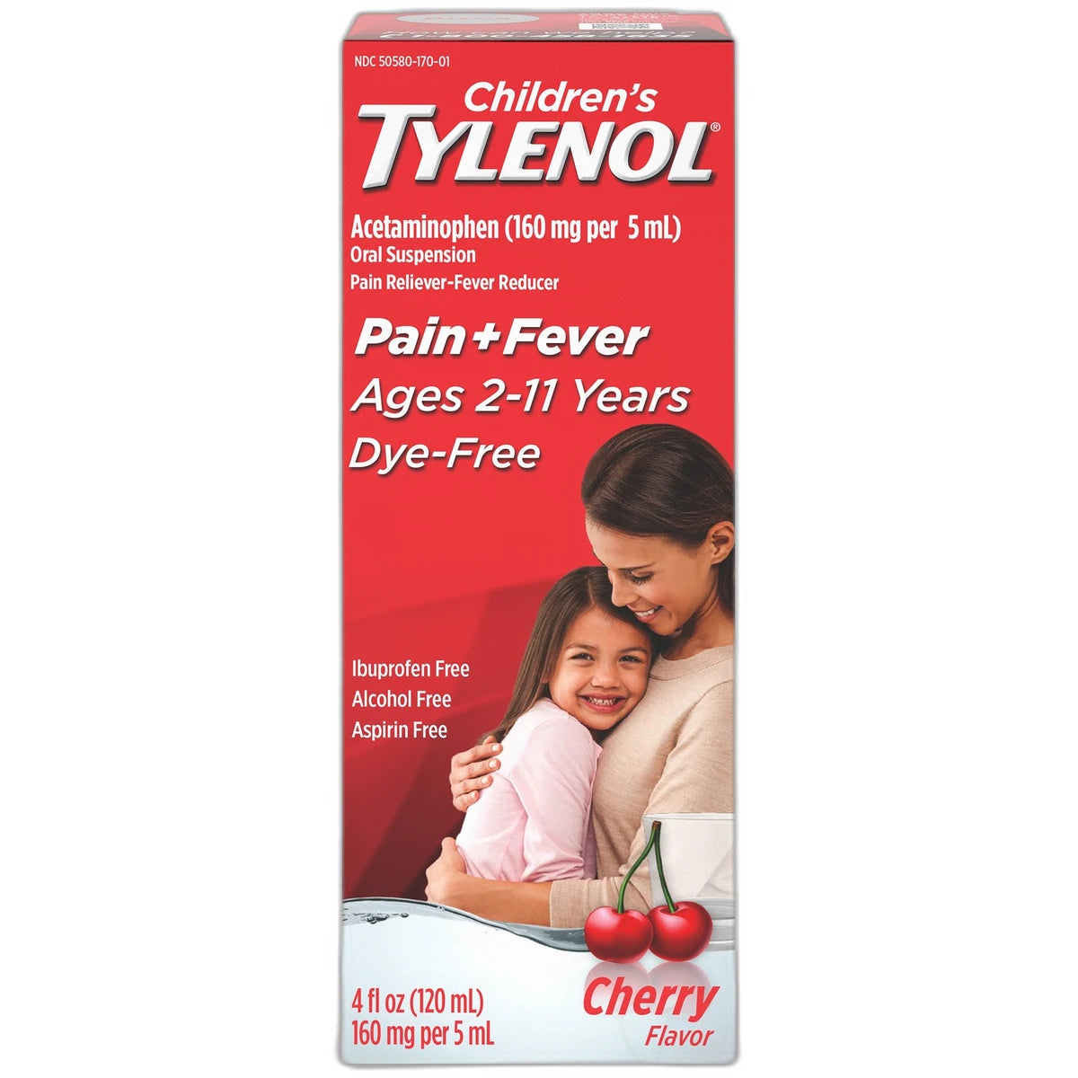Tylenol Childrens Dye-Free Pain + Fever Relief Liquid Acetaminophen Cherry Flavor 4Oz (Pack of 36)