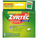 Zyrtec 24 Hour Allergy Relief 10 Mg Tablets For Indoor Outdoor5 Ea 1.28Oz (Pack of 36)
