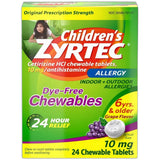 Zyrtec Allergy Dye Free Chewables 10 Mg Chewable Tablets Grape 1Oz (Pack of 24)