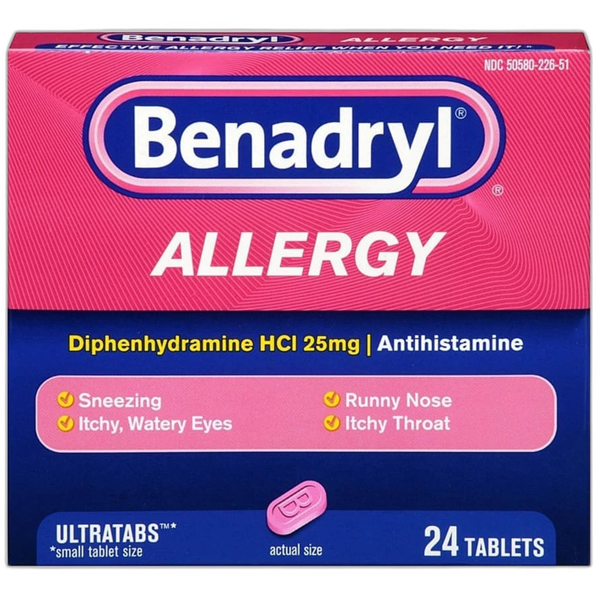 Benadryl Allergy Relief Ultratab Tablets 0.63Oz (Pack Of 24)