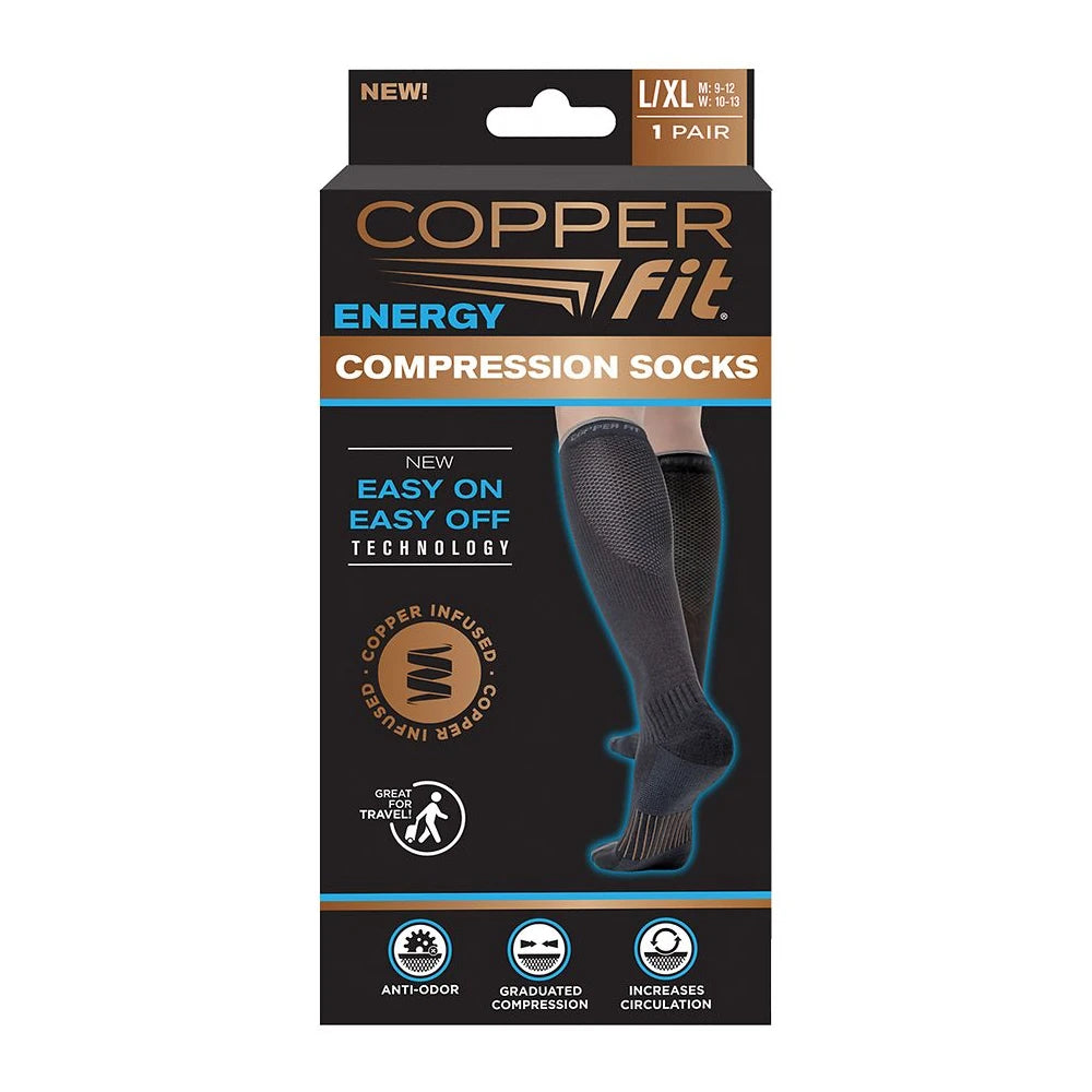 Copper Fit Unisex-Adult's 2.0 Easy-Off Knee High, Black, Size Large / X-Large 3.51Oz (Pack of 12)
