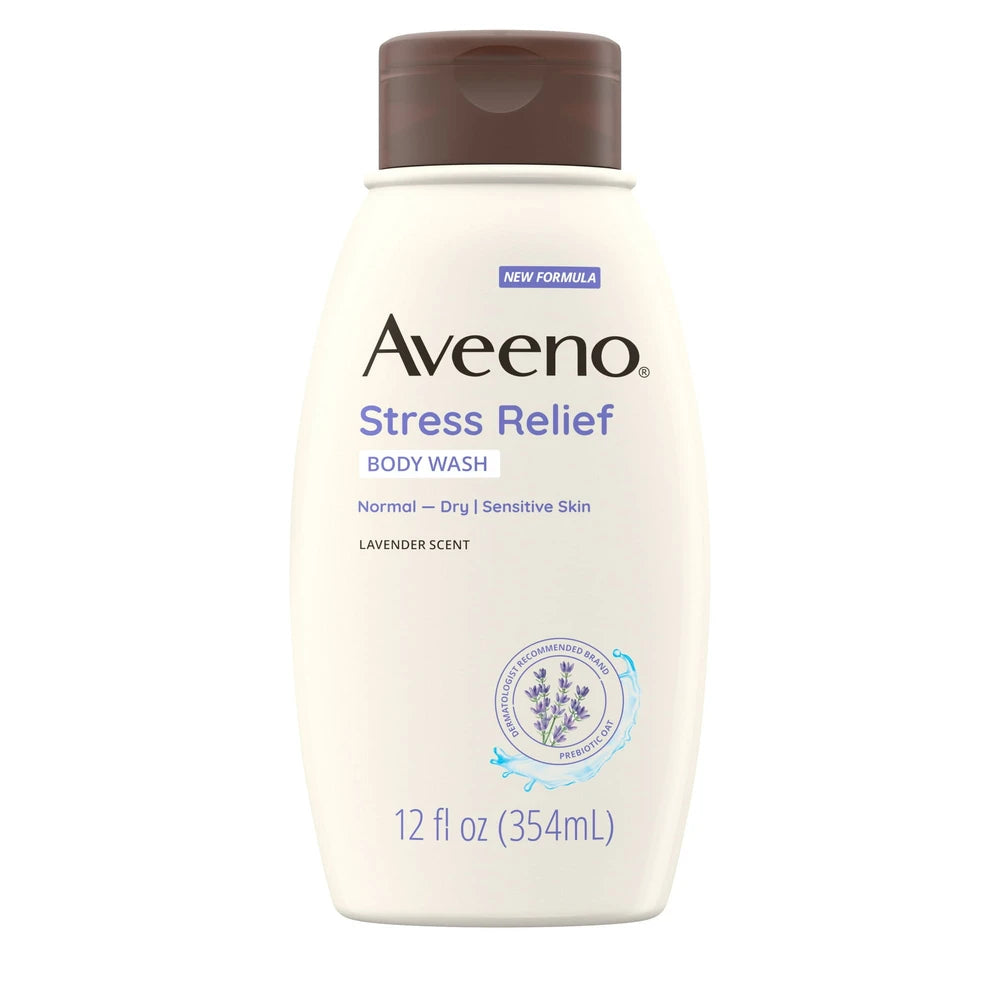 Aveeno Stress Relief Body Wash with Soothing Oat, Lavender, Chamomile & Ylang-Yl 12Oz (Pack of 12)