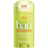 Ban Invisible Solid Anti-Perspirant And Deodorant Sweet Simplicity 2.6Oz (Pack of 12)