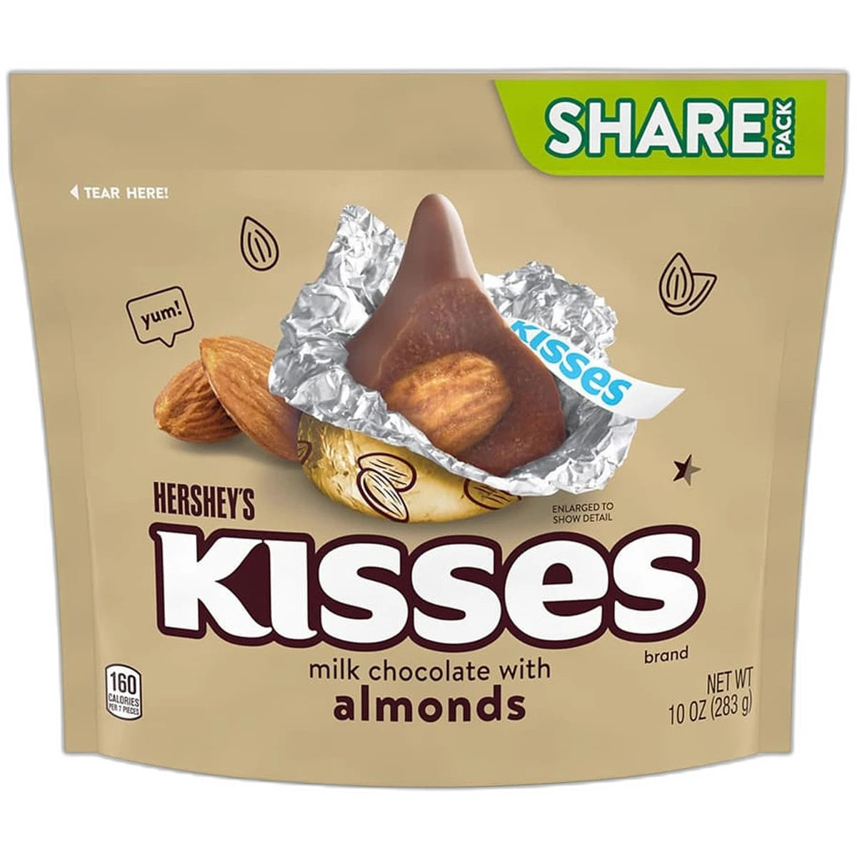 Hersheys Kisses Milk Chocolate with Almonds Candy 10Oz (Pack of 8)