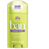 Ban Invisible Solid Anti-Perspirant Deodorant Shower Fresh 2.6Oz (Pack of 12)