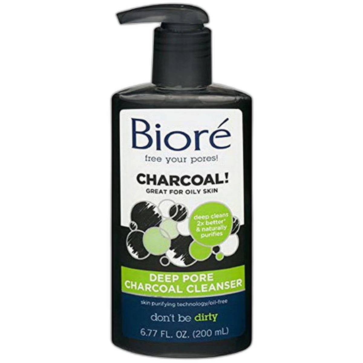 Biore Free Your Pores Deep Pore Charcoal Cleanser For Oily Skin Face Wash 6.77Oz (Pack of 12)