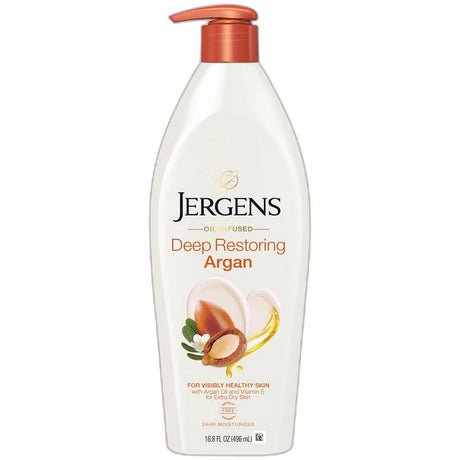Jergens Deep Restoring Argan Moisturizer Body Lotion Pump 16.8Oz (Pack of 4)