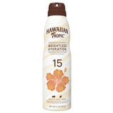 Hawaiian Tropic Weightless Hydration Clear Spray Sunscreen SPF 15 6Oz (Pack of 12)