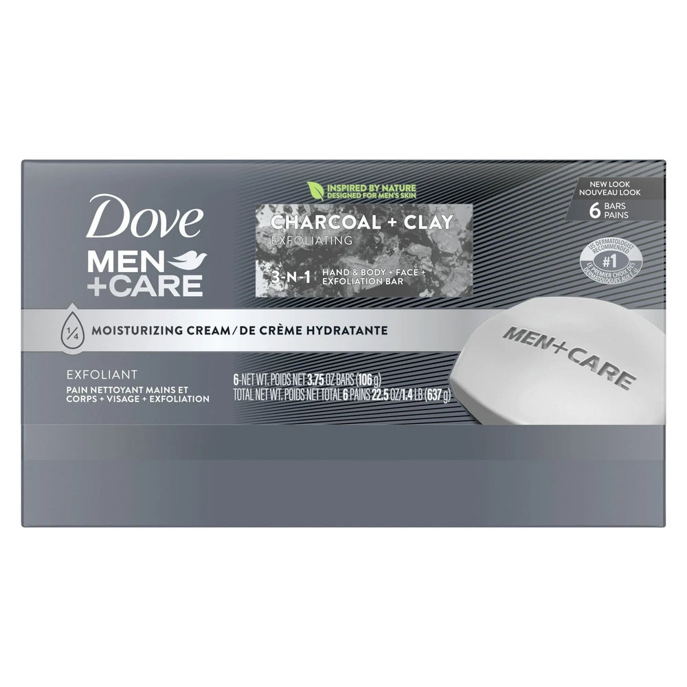 Dove Men+Care Elements Body and Face Bar Charcoal + Clay 6 Bar 22.5 Oz (Pack of 12)