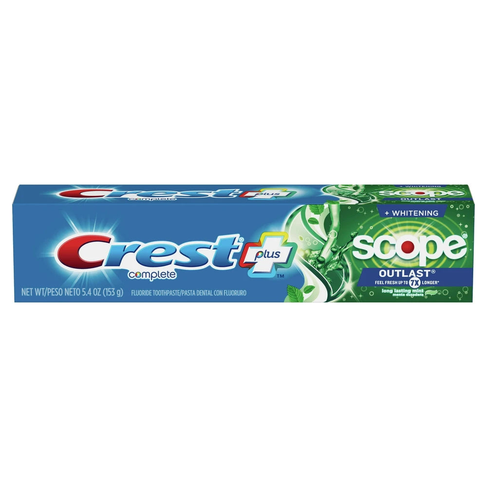 Crest Plus Scope Outlast Complete Whitening Toothpaste Mint 5.4 Oz (Pack of 12)