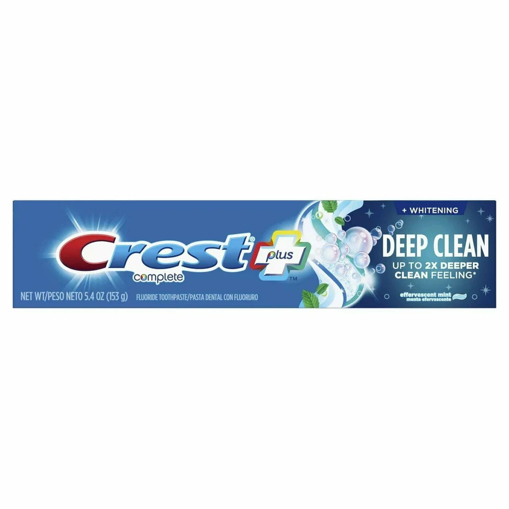 Crest Complete Fluoride Toothpaste Whitening + Deep Clean Effervescent Mint - 5.4 Oz (Pack of 12)
