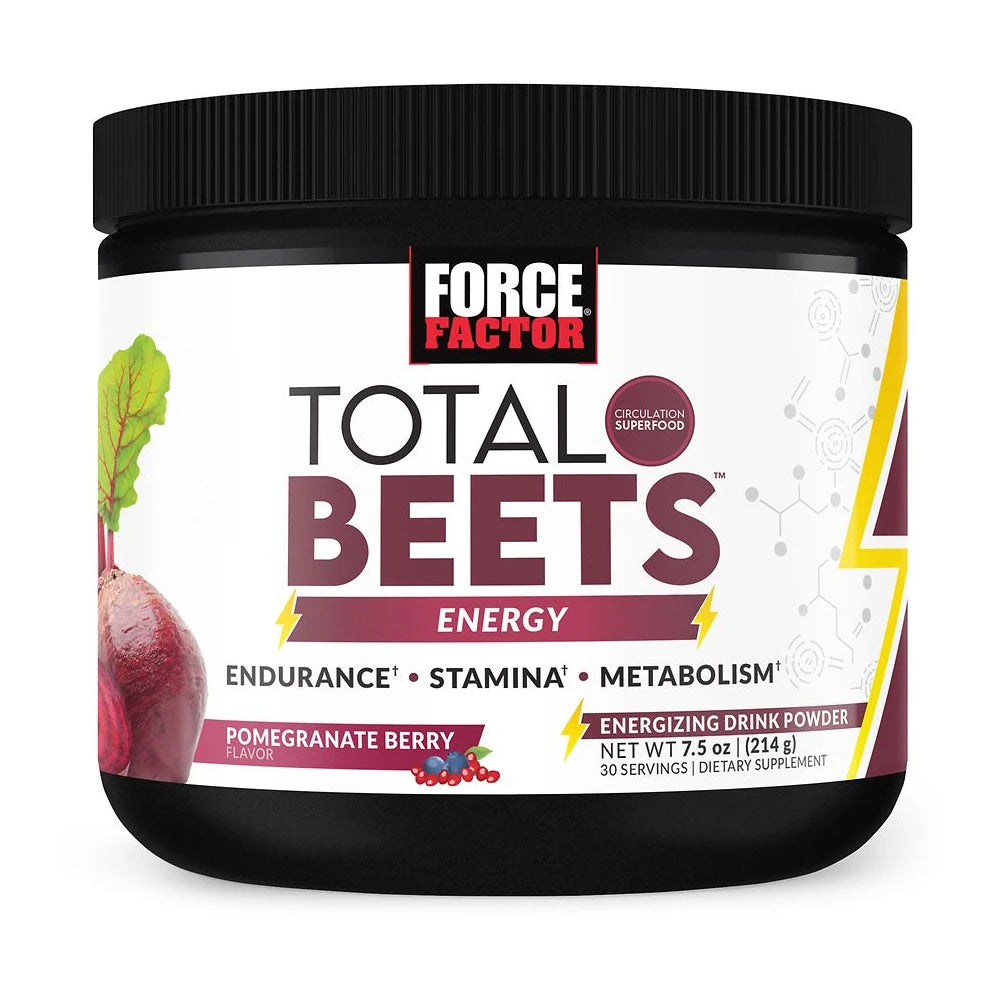 Force Factor Total Beets Energy Powder Pomegranate Berry - 7.5 oz (Pack of 12)