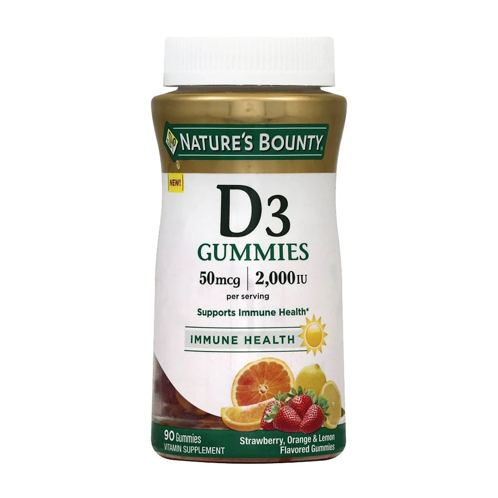 Nature s Bounty Vitamin D3 Gummies 50 mcg 2000 IU 90 Ct 12.16 Oz (Pack of 12)