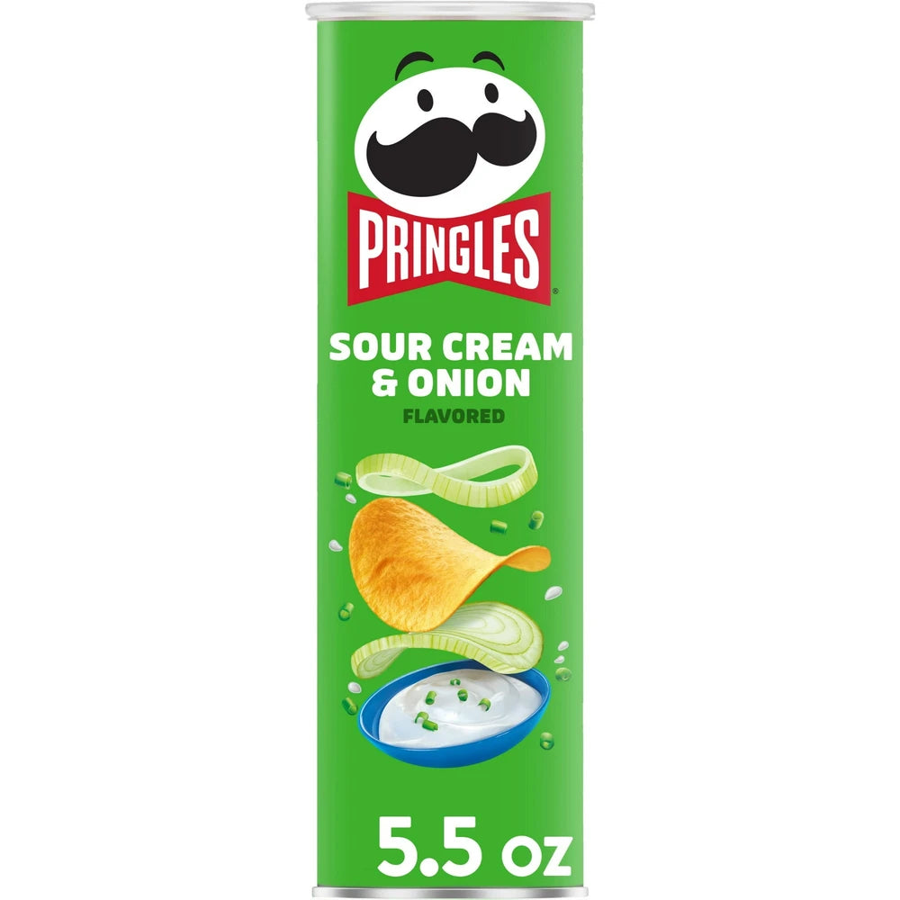 Pringles Sour Cream and Onion Potato Crisps Chips Lunch Snacks 5.5 Oz (Pack of 14)