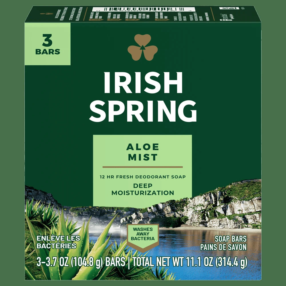 Irish Spring - Deodorant Soap - Aloe 11.1 oz (Pack of 18)