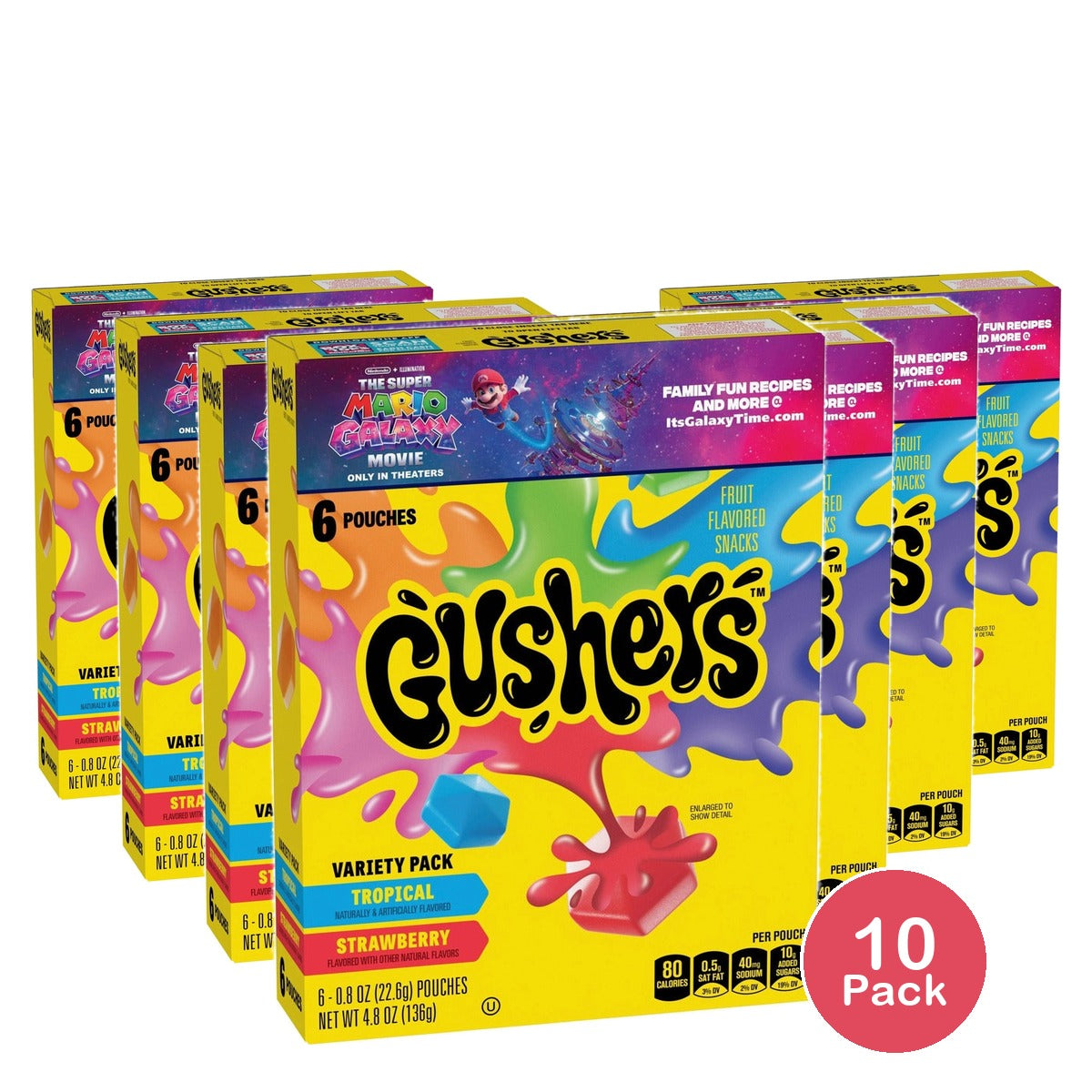 Fruit Gushers Strawberry Splash & Tropical 0.8 Oz (Pack of 10)