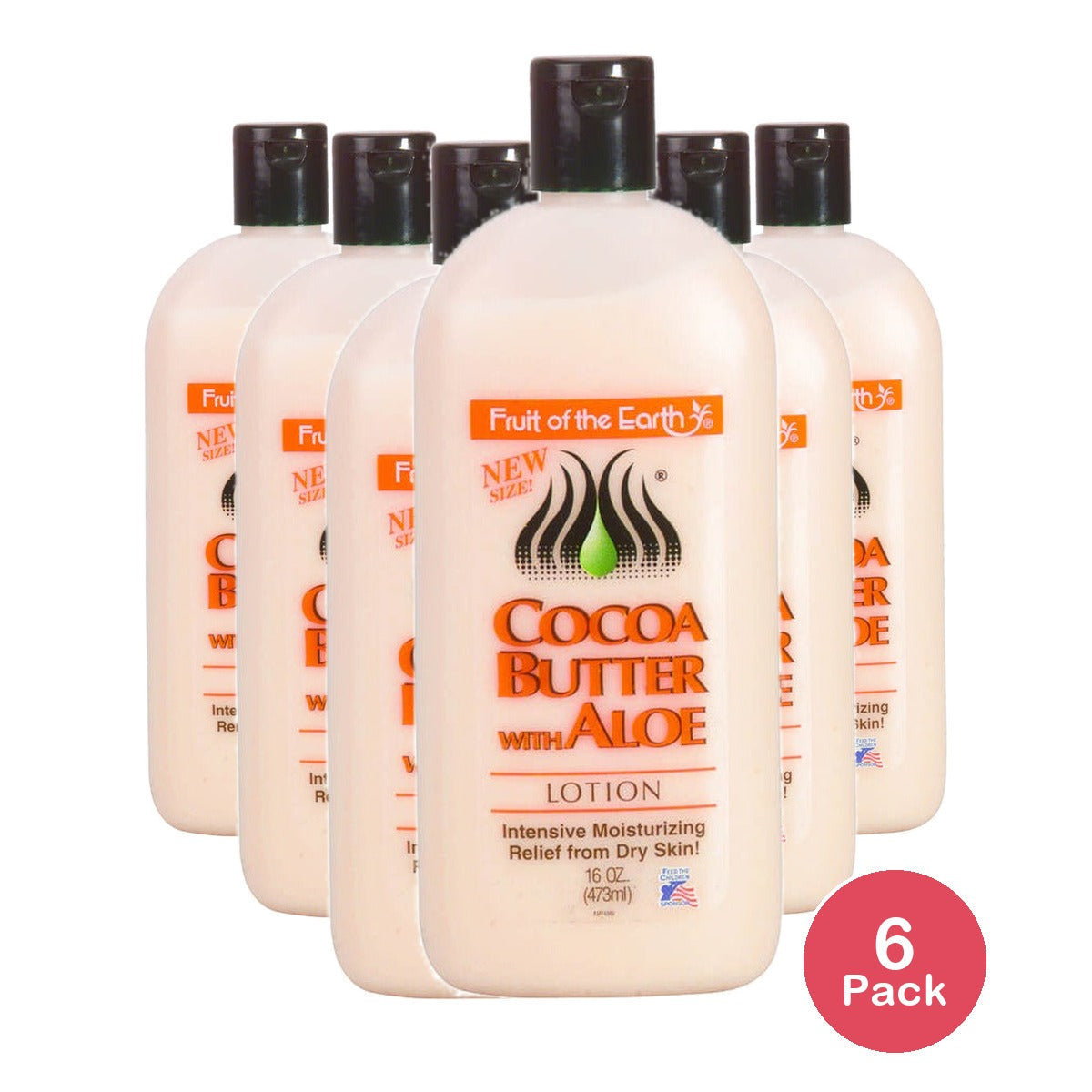 Fruit of the Earth Cocoa Butter with Aloe Lotion 16 Oz (Pack of 6)