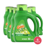 Gain and Aroma Boost Liquid Laundry Detergent Original Scent 32 Loads 46Oz (Pack of 6)