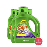 Gain + Aroma Boost Moonlight Breeze Scent HE Compatible Liquid Laundry Detergent 88.0 fl oz (Pack of 4)