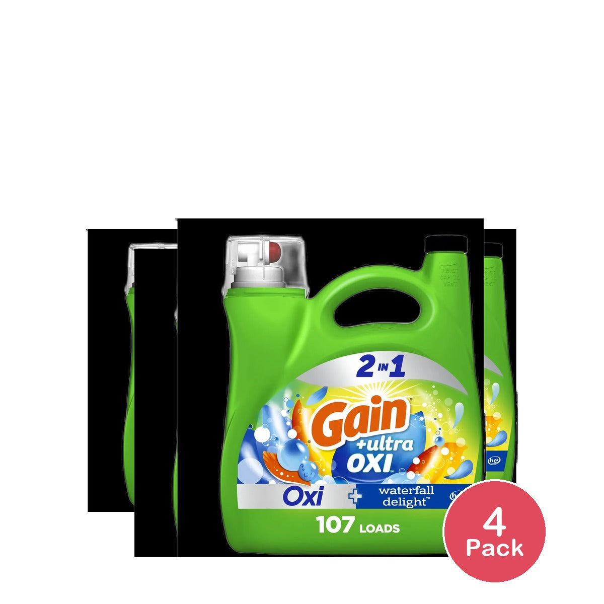 Gain Liquid Detergent Waterfall Delight 107-Loads 154 oz (Pack of 4)
