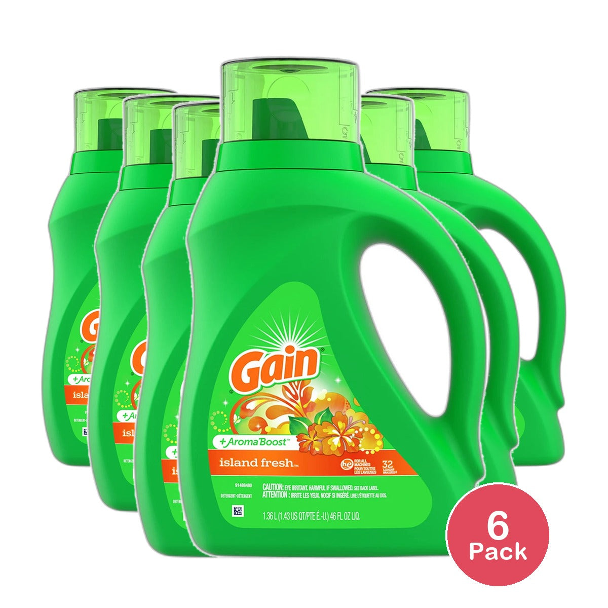 Gain Liquid Laundry Detergent Island Fresh 32 Loads 46Oz (Pack of 6)