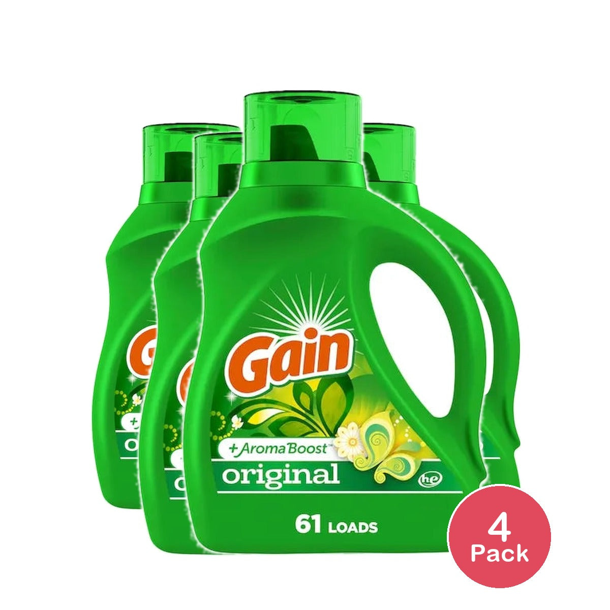 Gain Liquid Laundry Detergent Original Scent 88 oz (61 Loads) (Pack of 4)