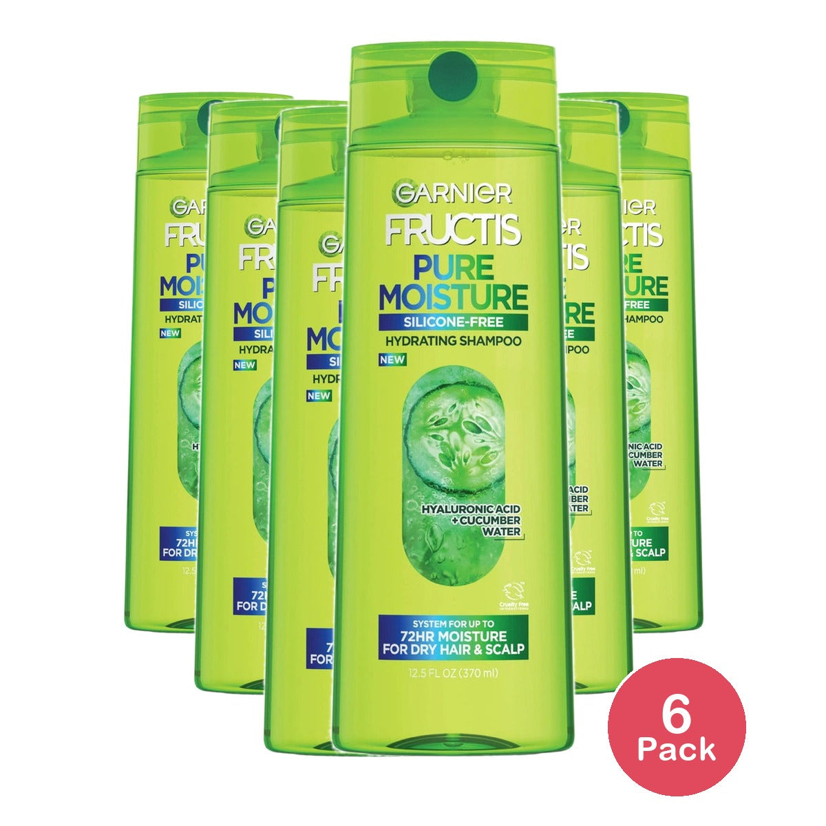 Garnier Fructis Pure Moisturizing Hydrating Shampoo with Hyaluronic Acid Dry Ha 12.5 fl oz(Pack of 6)
