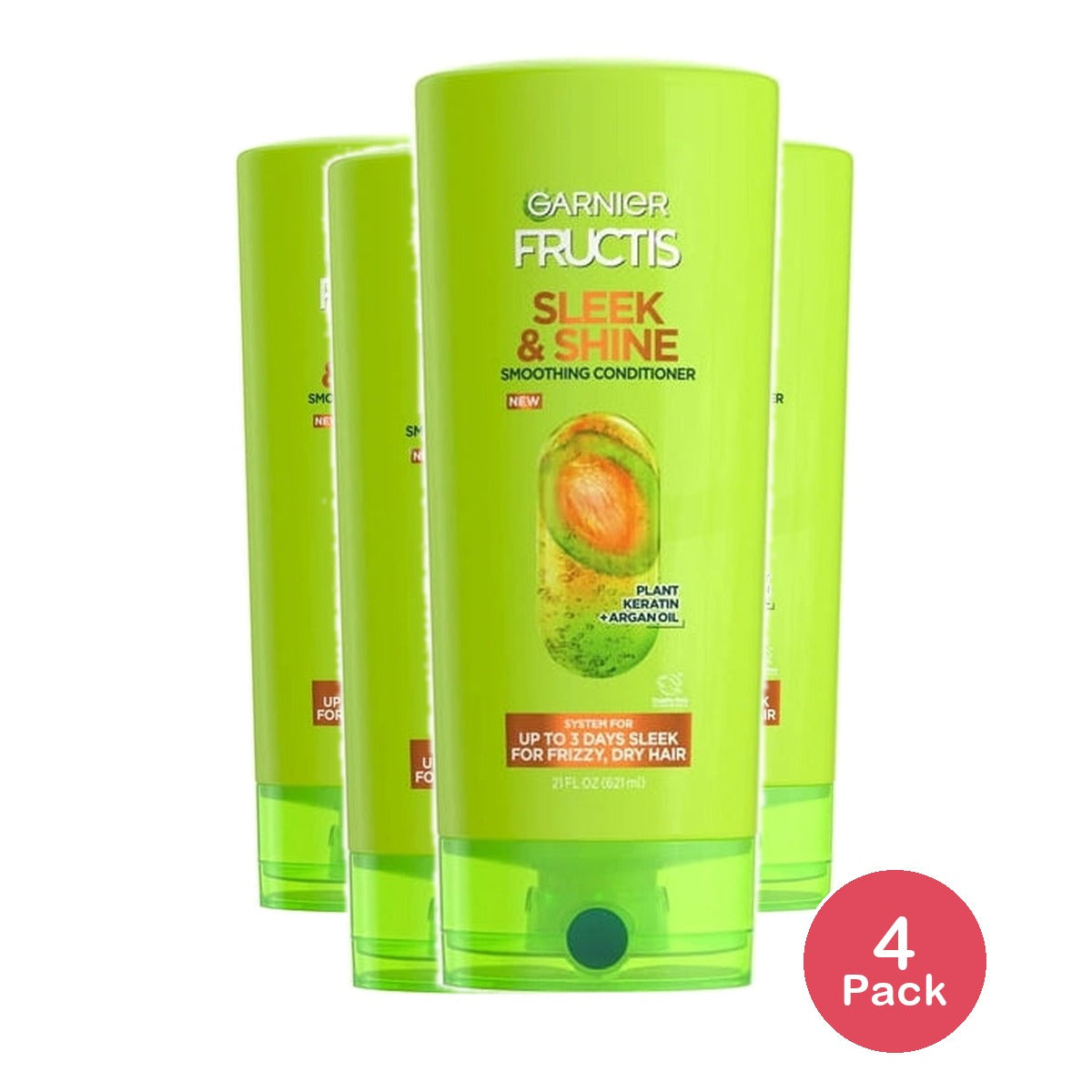 Garnier Fructis Sleek & Shine Conditioner for Frizzy, Dry, Unmanageable Hair - 21 fl oz(Pack of 4)