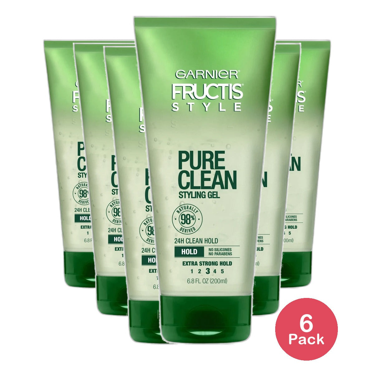 Garnier Fructis Style Pure Clean Styling Gel Extra Strong Hold 6.8Oz (Pack of 6)
