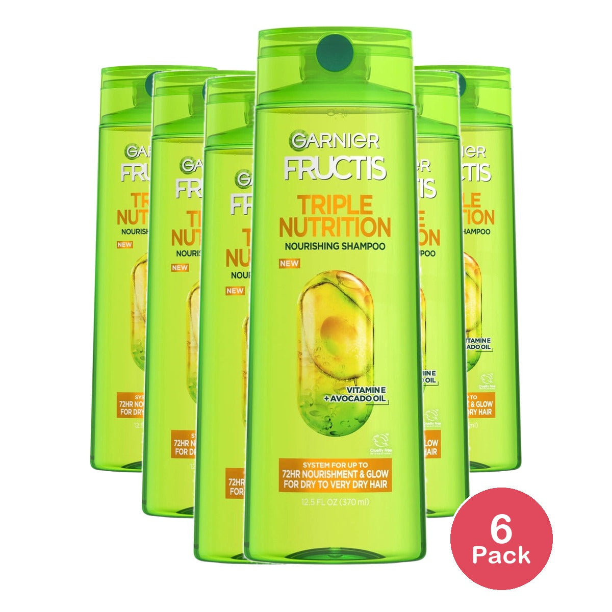 Garnier Fructis Triple Nutrition Shampoo Dry to Very Dry Hair 12.5 fl oz (Pack of 6)