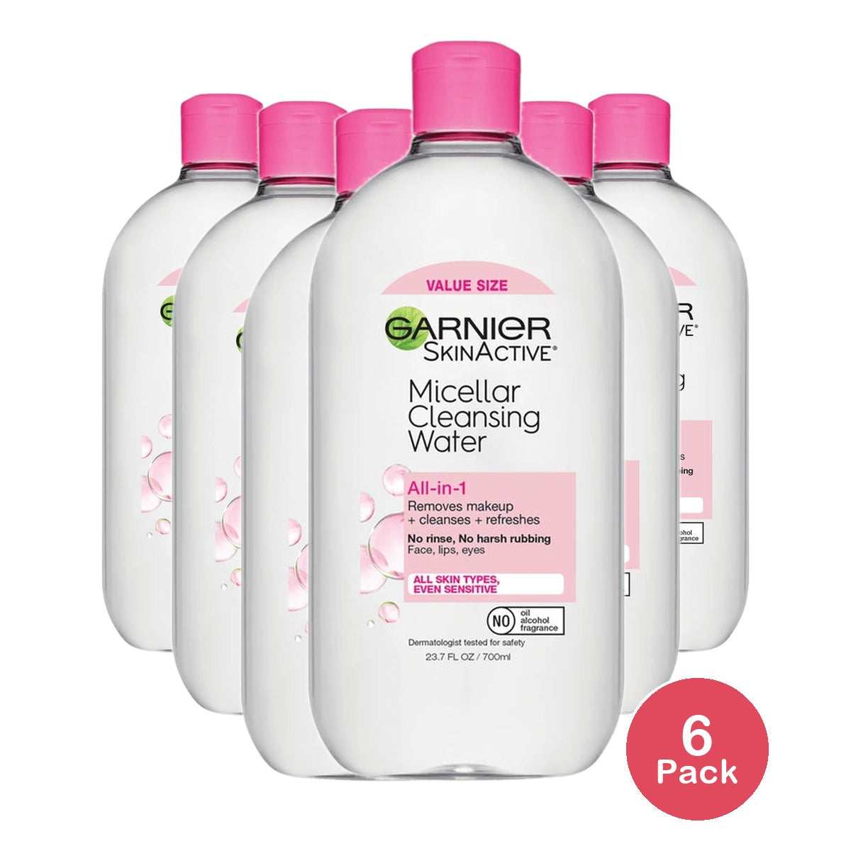 Garnier Micellar Water Hydrating Facial Cleanser &amp; Makeup Remover - Basic Cleans 23.7 fl oz (Pack of 6)