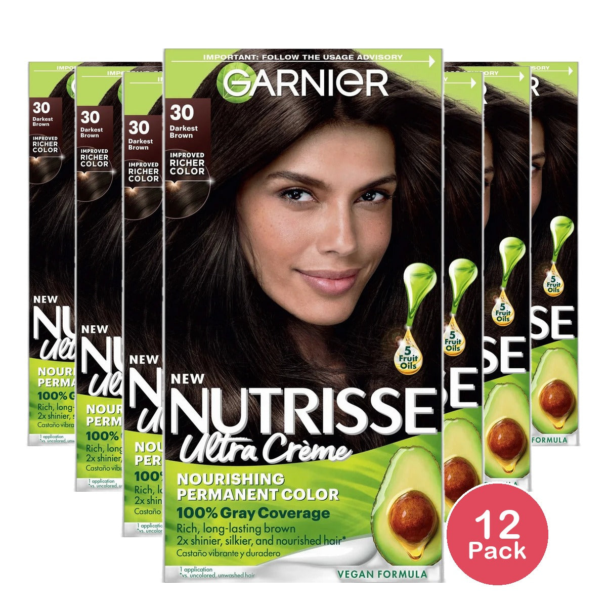 Garnier Nutrisse Nourishing Permanent Hair Color Creme 30 8.48oz (Pack of 12)