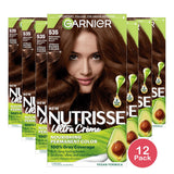 Garnier Nutrisse Nourishing Permanent Hair Color Creme - 535 Medium Golden Mahog (Pack of 12)
