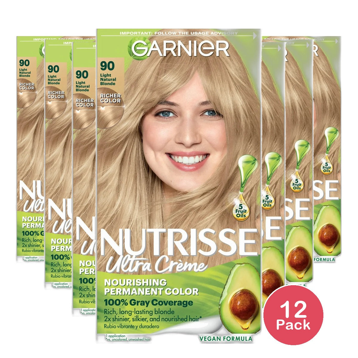 Garnier Nutrisse Permanent Creme Light Natural Blonde Haircolor 8.48oz (Pack of 12)